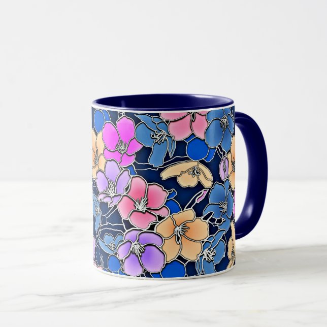Stilvolles Blumenmuster 46 Tasse (VorderseiteRechts)