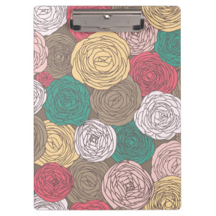 Stilvolles Blumenmuster. Helle Blumen Klemmbrett