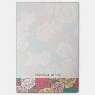Stilvolles Blumenmuster. Helle Blumen Post-it Klebezettel