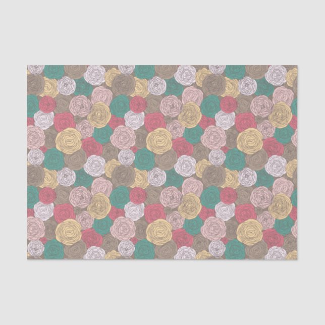 Stilvolles Blumenmuster. Helles Blumen Seidenpapier (Vorderseite)