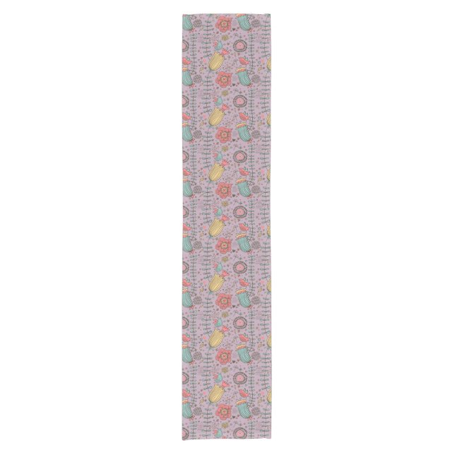 Stilvolles Blumenmuster mit Blumen Kurzer Tischläufer (Vorderseite)