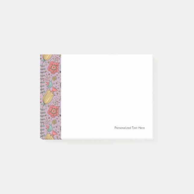 Stilvolles Blumenmuster mit Blumen Post-it Klebezettel (Vorderseite)