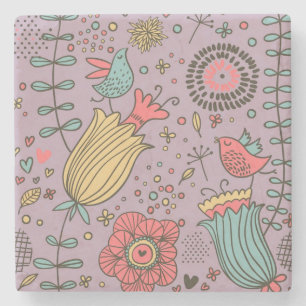 Stilvolles Blumenmuster mit Blumen Steinuntersetzer