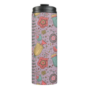 Stilvolles Blumenmuster mit Blumen Thermosbecher