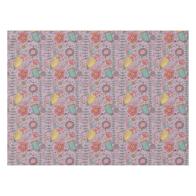 Stilvolles Blumenmuster mit Blumen Tischdecke (Vorderseite (Horizontal))