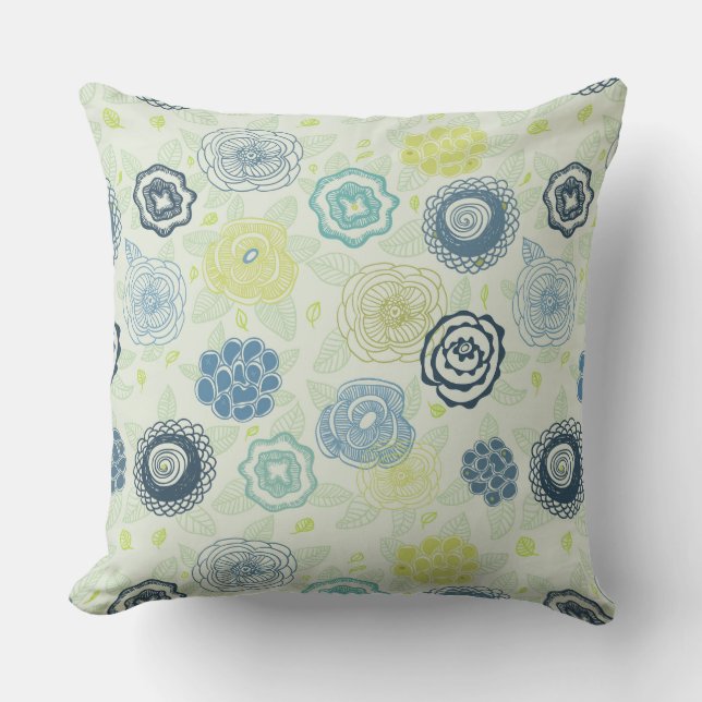 Stilvolles Blumenmuster mit niedlichen Blumen Kissen (Vorderseite)