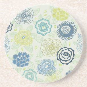 Stilvolles Blumenmuster mit niedlichen Blumen Sandstein Untersetzer