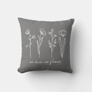 Stilvolles Boho-Blumen-Inspirationszitat Hellgrau Kissen