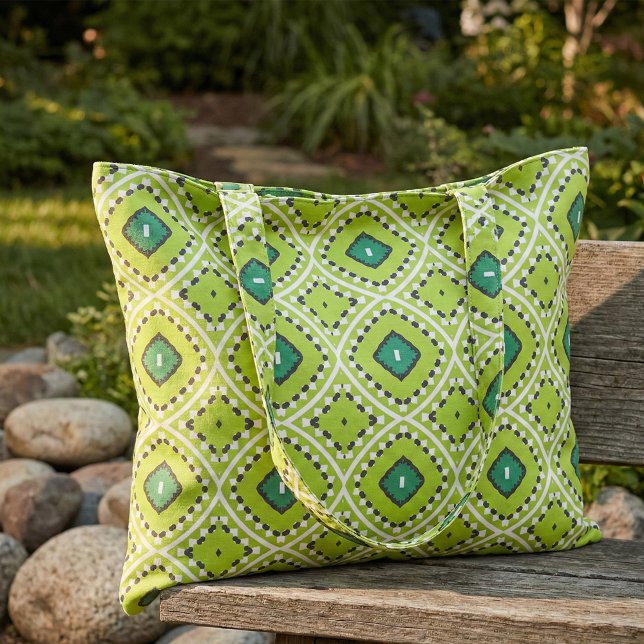 Stilvolles Boho Ethnic Lime Green Geometric Muster Stoff (Von Creator hochgeladen)