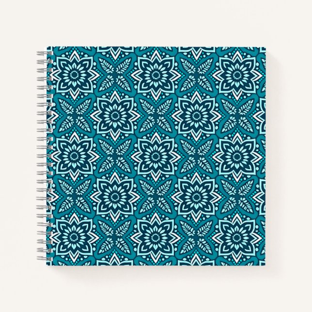 Stilvolles Boho Geometric Floral Pattern Notizbuch (Vorderseite)