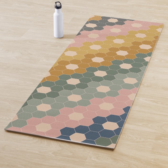 Stilvolles Boho Geometric Muster Blau Grün Blau Yogamatte (Beispiel)