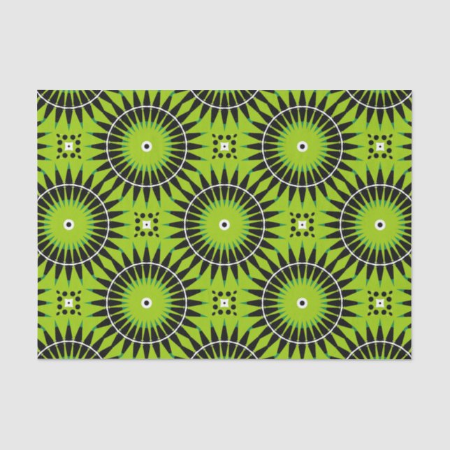 Stilvolles Boho Lime Green Geometric Muster Seidenpapier (Vorderseite)