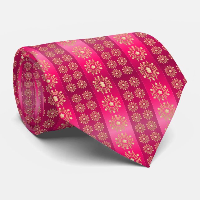 Stilvolles Boho Pink-Muster Krawatte (Gerollt)