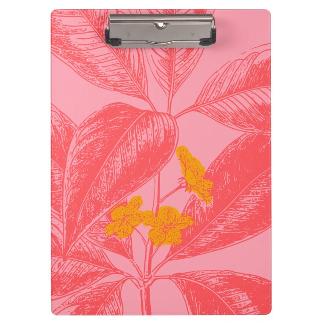 Stilvolles botanisches Leaf Naturkunst in Rosa und Klemmbrett (Vorderseite)