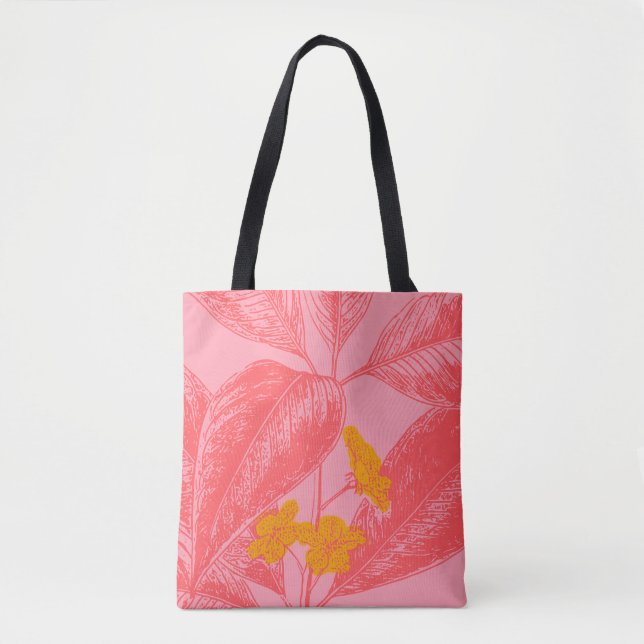 Stilvolles botanisches Leaf Naturkunst in Rosa und Tasche (Vorderseite)