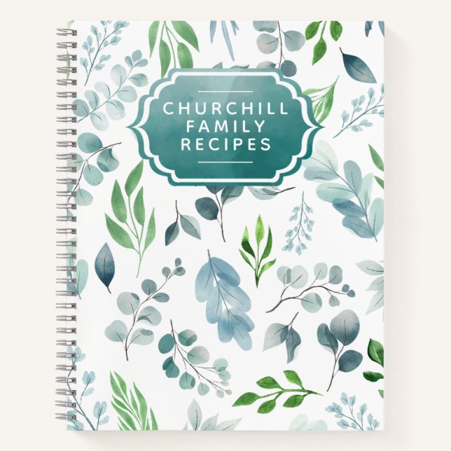 Stilvolles botanisches Personalisiertes Rezept Notizbuch (Vorderseite)