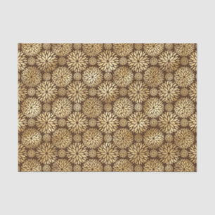 Stilvolles Braun & Gold Dahlias-Muster Seidenpapier