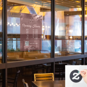 Stilvolles Bronze Geschäft Öffnungszeiten Logo QR Fensteraufkleber