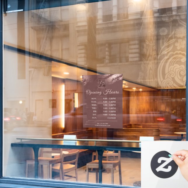 Stilvolles Bronze-Geschäftslogo Öffnungszeiten Fensteraufkleber (Café-Fenster)