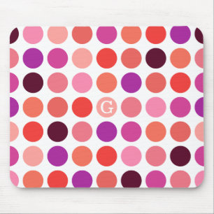 Stilvolles bunter Tupfenmuster-Monogramm Mousepad