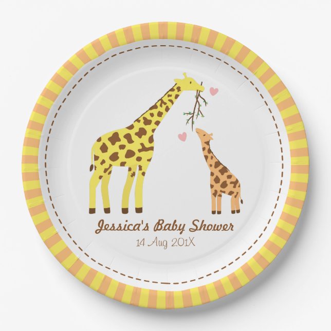 Stilvolles buntes Giraffen-Kalb-Baby-Duschen-Party Pappteller (Vorderseite)