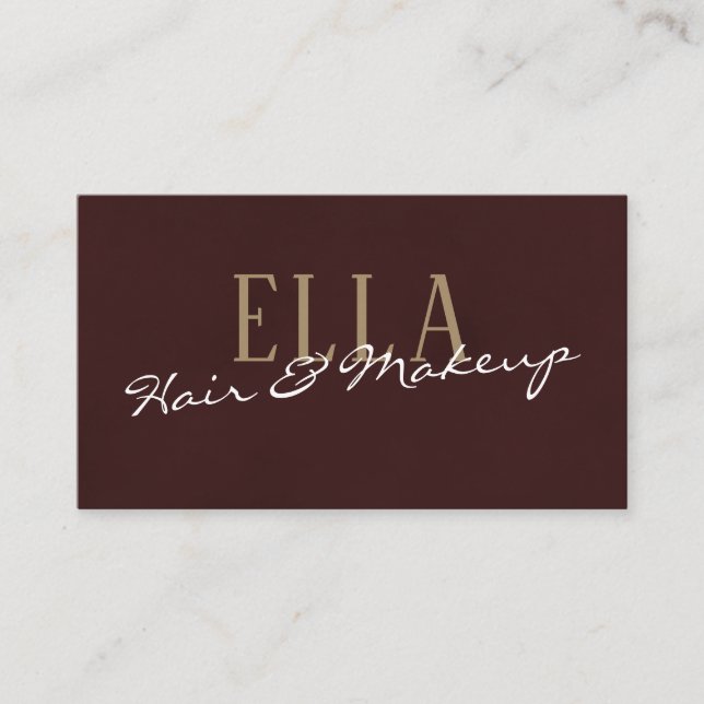 Stilvolles Burgundy Watercolor Haare Makeup Visitenkarte (Vorderseite)