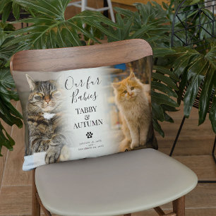 Stilvolles Cat Memorial 2 x Foto Pet Keepake Lendenkissen