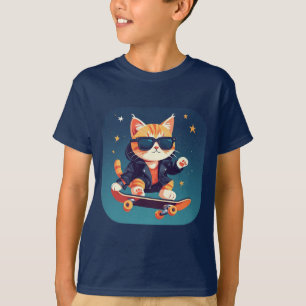 Stilvolles Cat Skateboarding T-Shirt
