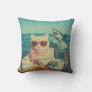 Stilvolles Cat's Ocean Tea Party Kissen