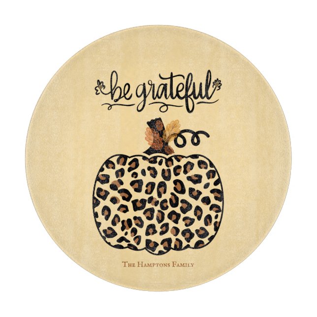 Stilvolles Cheetah Pumpkin Cutting Board Schneidebrett (Vorderseite)