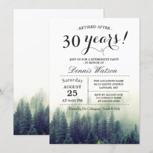 Stilvolles Chic Forest Pine Trees Retirement Party Einladung