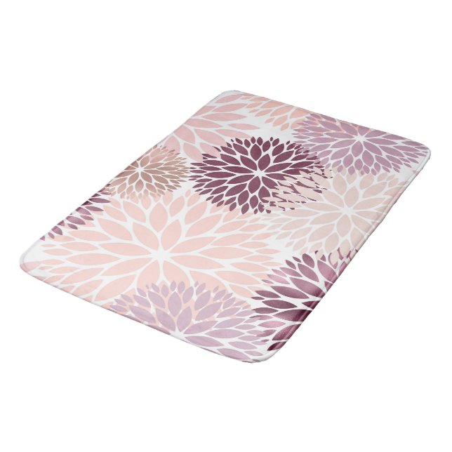Stilvolles Chic Pink Floral Brautparty Badematte (Schrägansicht)