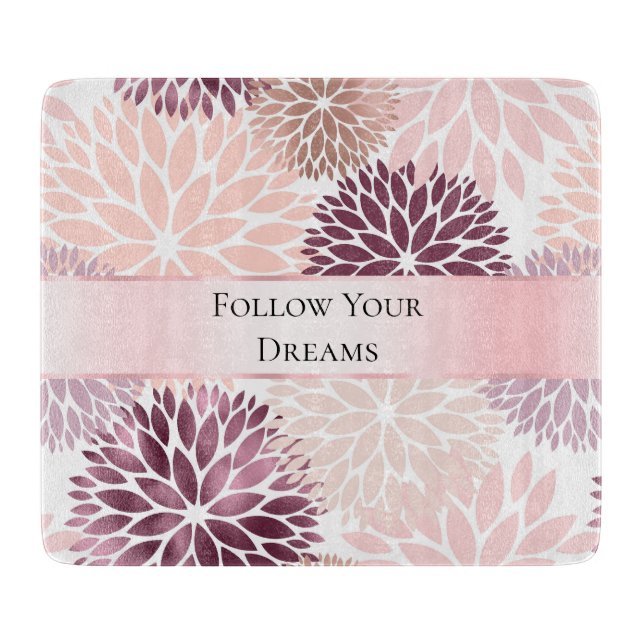 Stilvolles Chic Pink Floral Brautparty Schneidebrett (Vorderseite)