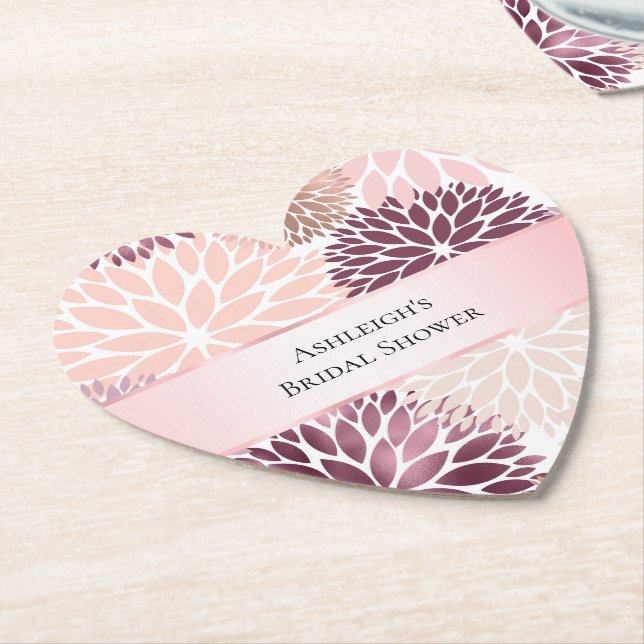 Stilvolles Chic Pink Floral Brautparty Untersetzer (angewinkelt)