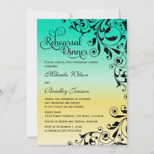 Stilvolles Color Ombre und Wirbel Probe Dinner Einladung