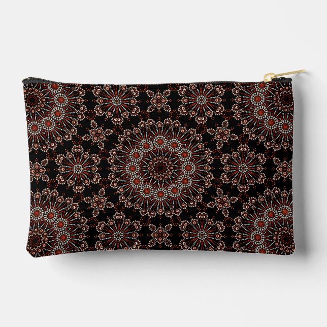Stilvolles Copper & Rose Gold Mandala Dot Design Zubehörtasche (Rückseite)