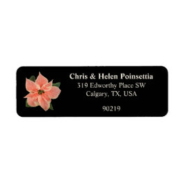 Stilvolles Coral Poinsettia Black Address Label