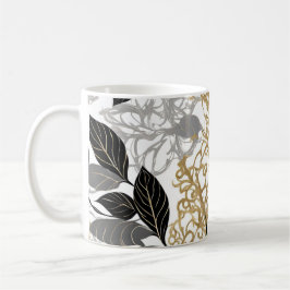 Stilvolles Design aus Gold, Schwarz und Grau-Leaf Kaffeetasse