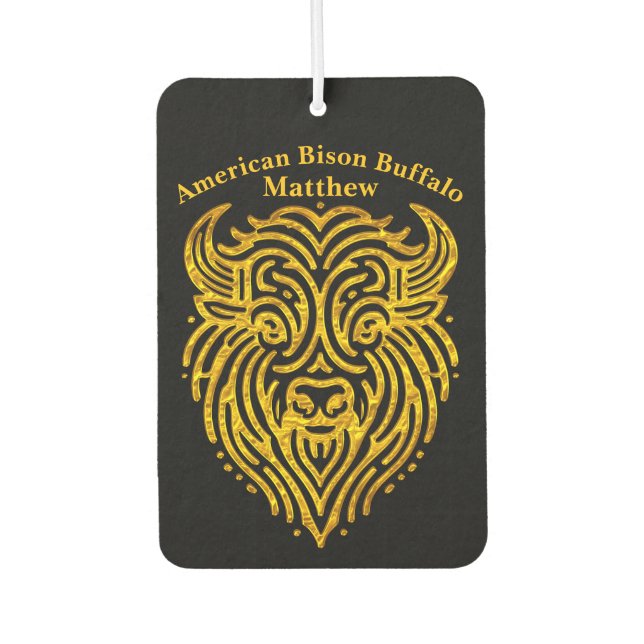 Stilvolles Design eines Gold Bison Buffalo Head Autolufterfrischer (Vorderseite)