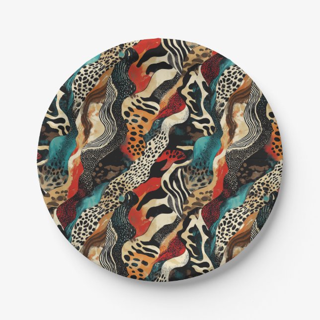 Stilvolles Design für Animal Print Fusion Pappteller (Vorderseite)