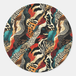 Stilvolles Design für Animal Print Fusion Runder Aufkleber