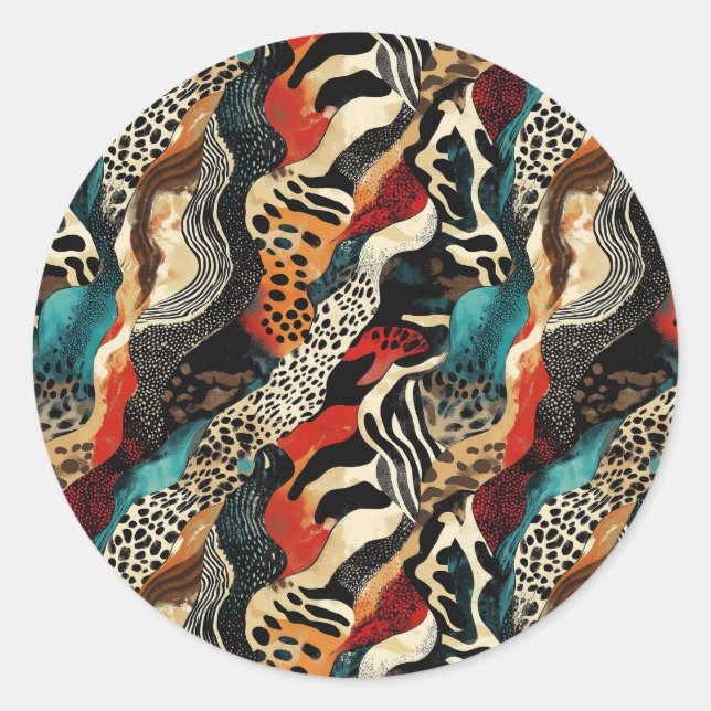 Stilvolles Design für Animal Print Fusion Runder Aufkleber (Vorderseite)