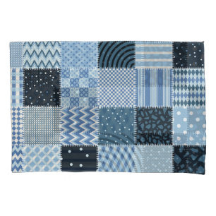 Stilvolles Design, geometrische Fliesen, blaue Far Kissenbezug