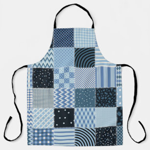 Stilvolles Design, geometrische Fliesen, blaue Far Schürze