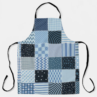 Stilvolles Design, geometrische Fliesen, blaue Far Schürze
