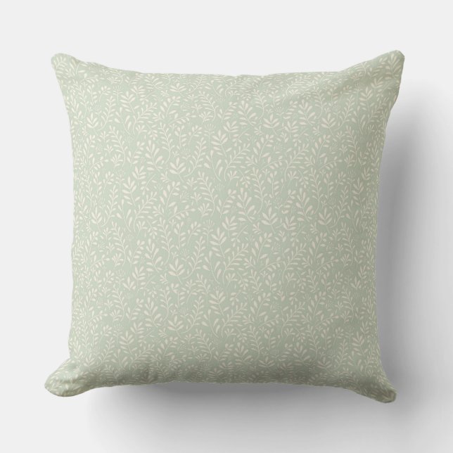 Stilvolles Design Grün Boho Wasserfarben Blumenmus Kissen (Vorderseite)