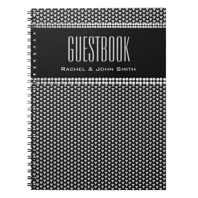Stilvolles Design Metallic Black Guestbook Noteboo Notizblock (Vorderseite)