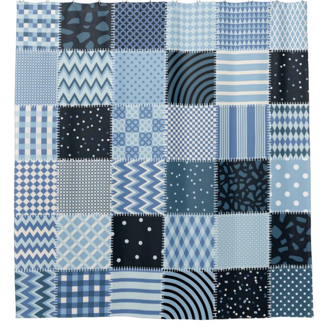Stilvolles Design Nahtloses Patchwork-Muster aus S Duschvorhang (Vorderseite)