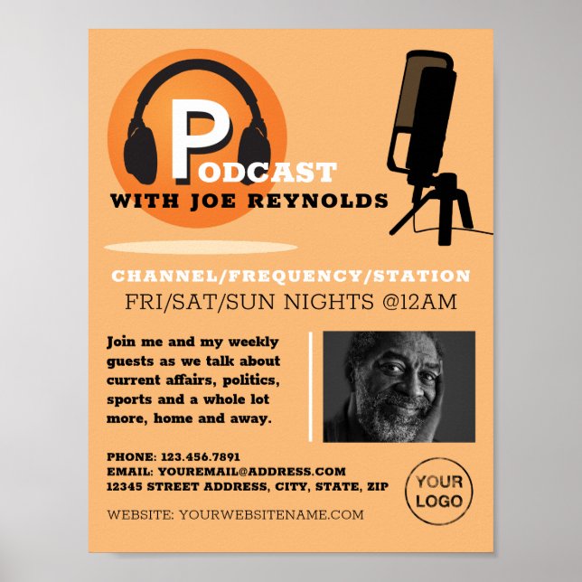 Stilvolles Design, Podcaster, Podcast-Werbung Poster (Vorne)