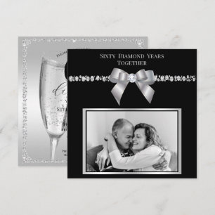 Stilvolles Diamond 60-jähriges Foto zum Hochzeitst Einladung